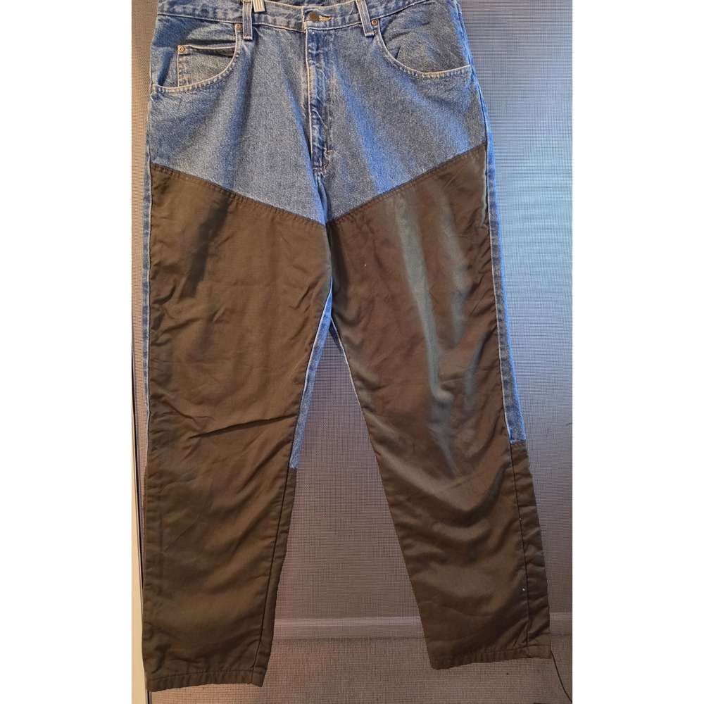 Wrangler Authentic Jeans Men's 36x32 Blue Denim Black Nylon Overlay Hunting Work